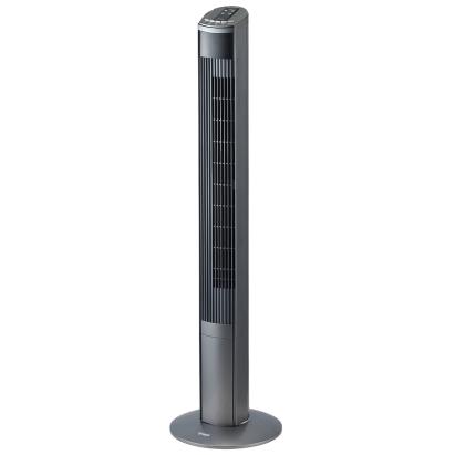 Ventilator turn Trisa Fresh Breeze 9346.43, Telecomanda, Putere 45W, 3 viteze, Inaltime 120 cm, Flux de aer puternic, INOX / Negru ProDesign DailyAppliances