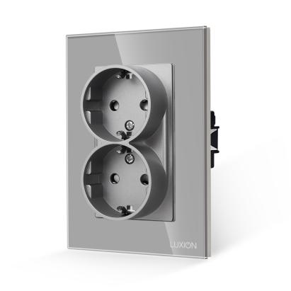 Priza Dubla cu Rama din Sticla LUXION Pentru Doza Simpla SmartElectro IntelligentHouse