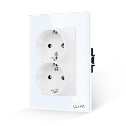 Priza Dubla cu Rama din Sticla LUXION Pentru Doza Simpla SmartElectro IntelligentHouse