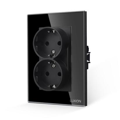 Priza Dubla cu Rama din Sticla LUXION Pentru Doza Simpla SmartElectro IntelligentHouse