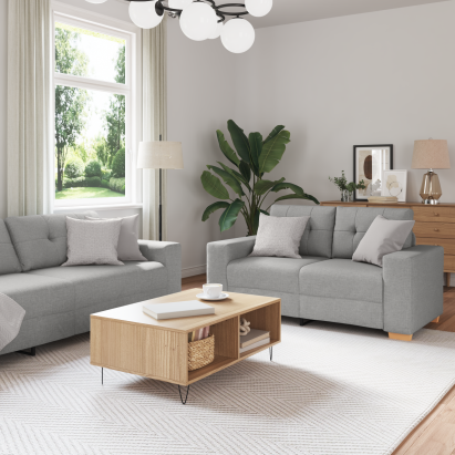 Set canapea, 3 piese, perne gri nor, textil GartenMobel Dekor