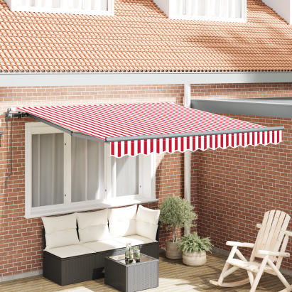 Marchiză retractabilă automată roșie și albă 300x250 cm GartenMobel Dekor