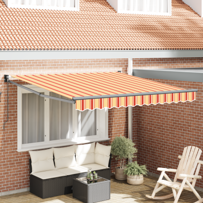 Marchiza manuală retractabilă Portocalie și Roșie 350x250 cm GartenMobel Dekor