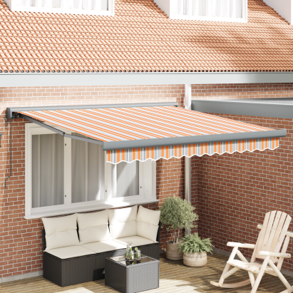 Markiză retractabilă automată cu dungi colorate 350x250 cm GartenMobel Dekor