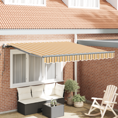 Marchiză Retractabilă Automată cu Dungi Colorate 350x250 cm GartenMobel Dekor
