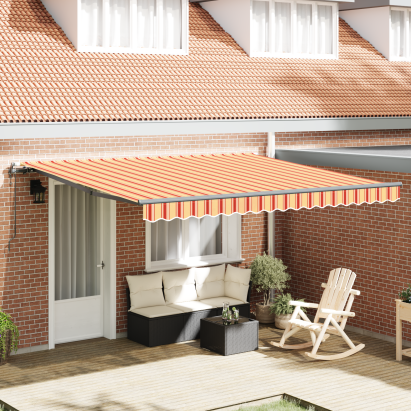 Marchiză retractabilă automată galbenă și portocalie 400x350 cm GartenMobel Dekor