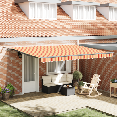Pergolă retractabilă automată LED galben-portocalie, 450x300 cm GartenMobel Dekor
