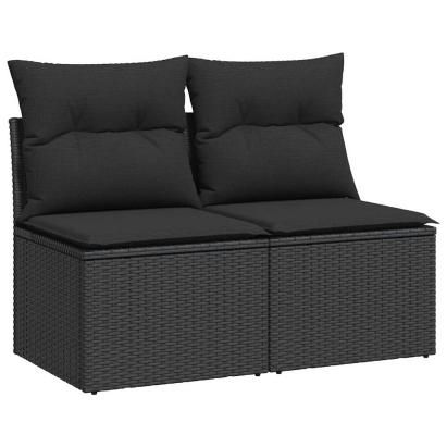 Set mobilier de grădină cu perne, 2 piese poliratan/lemn acacia GartenMobel Dekor