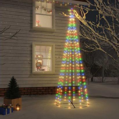 Brad de Crăciun conic, 310 LED-uri, multicolor, 100x300 cm GartenMobel Dekor