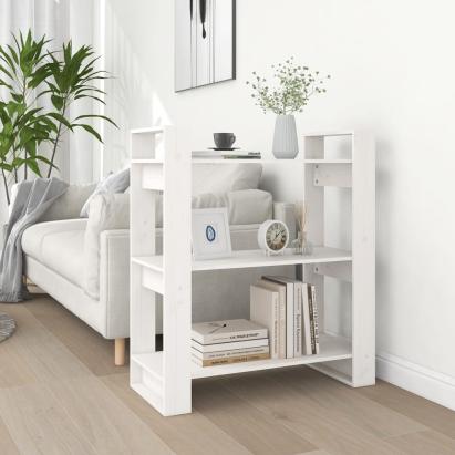 Bibliotecă/Separator cameră, alb, 80x35x91 cm, lemn masiv pin GartenMobel Dekor