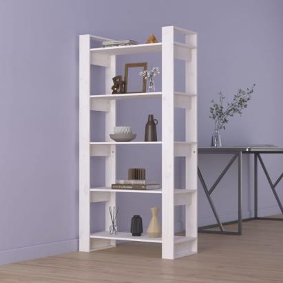 Bibliotecă/Separator cameră, alb, 80x35x160 cm, lemn masiv pin GartenMobel Dekor