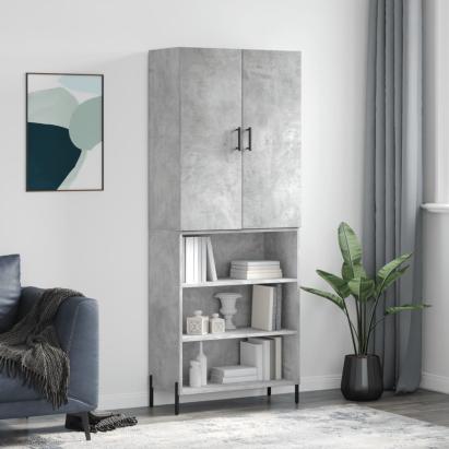 Dulap înalt, gri beton, 69,5x34x180, lemn compozit GartenMobel Dekor