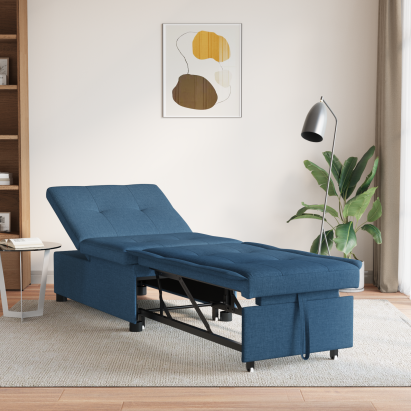 Canapea extensibilă 3 în 1 design cu extensie țesătură albastră GartenMobel Dekor