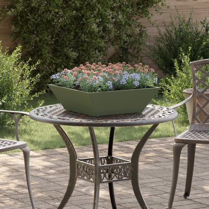 Ghiveci Metalic Verde Oliv Metal 50 x 50 x 15 cm Pătrat Modern GartenMobel Dekor