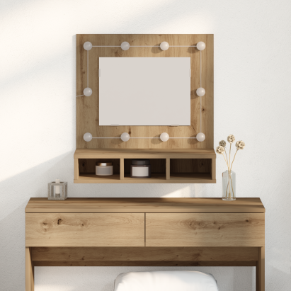 Unitate de toaletă cu oglindă Stejar de artizan MDF, Sticlă GartenMobel Dekor