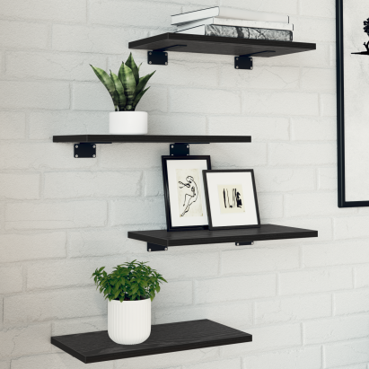 Plăci pentru Bibliotecă 4 buc Negru Stejar 40x20x1.5 cm Lemn Compus GartenMobel Dekor