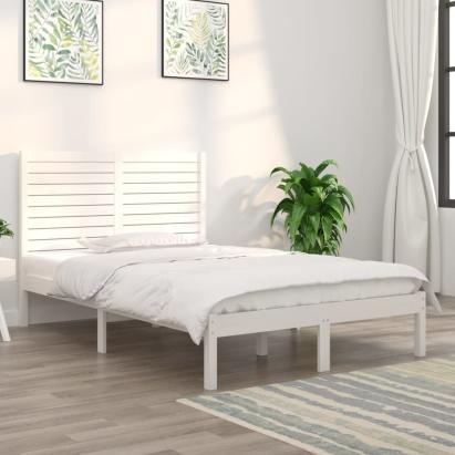 Cadru de pat dublu, alb, 135x190 cm, lemn masiv GartenMobel Dekor