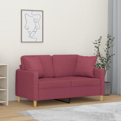 Canapea cu 2 locuri cu pernuțe, roșu vin, 120 cm, textil GartenMobel Dekor