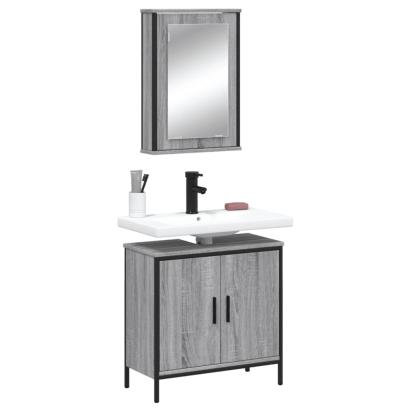 Set mobilier de baie, 2 piese, gri sonoma, lemn prelucrat GartenMobel Dekor