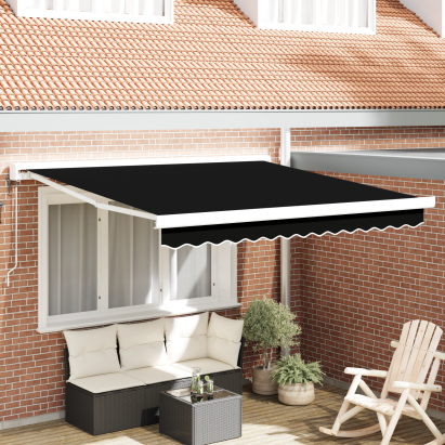 Marchiză retractabilă automată neagră 350x250 cm GartenMobel Dekor
