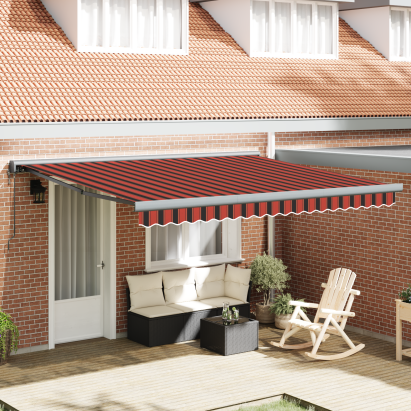 Marchiză Retractabilă Automată Portocalie și Maro 400x300 cm GartenMobel Dekor