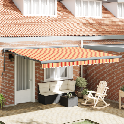 Marchiză retractabilă automată galbenă și portocalie 400x300 cm GartenMobel Dekor