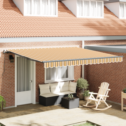 Marchiză manuală retractabilă cu dungi multicolore 400x300 cm GartenMobel Dekor