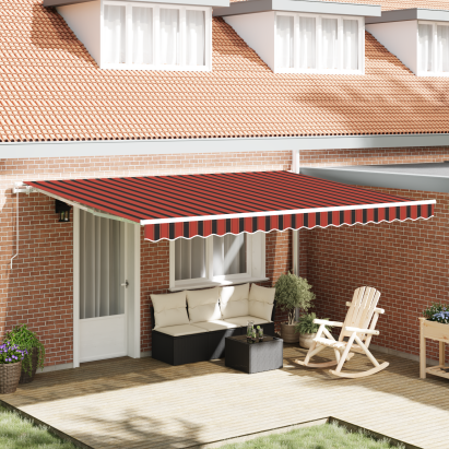 Marchiză retractabilă manuală portocalie și maro 450x300 cm GartenMobel Dekor