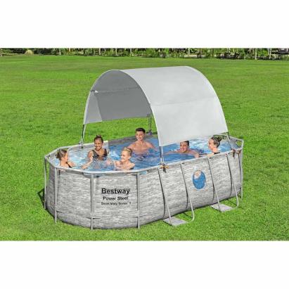 Bestway Copertină pentru piscină supraterană, alb GartenMobel Dekor