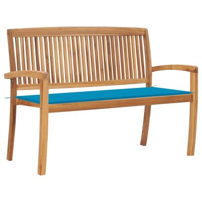 Bancă de grădină stivuibilă cu pernă, 128,5 cm, lemn masiv tec GartenMobel Dekor