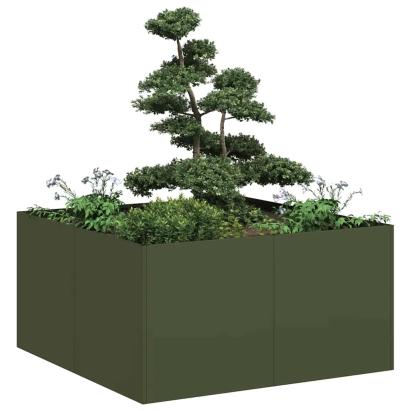 Jardinieră verde măsline 80x80x40 cm oțel laminat la rece GartenMobel Dekor