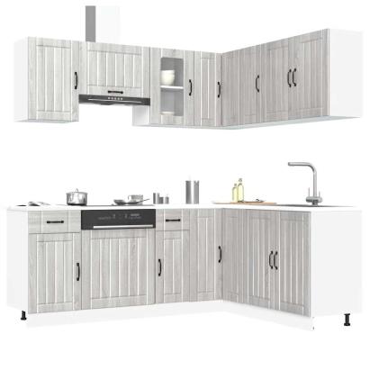 Set de dulapuri de bucătărie 11 piese „Lucca” lemn Sonoma gri GartenMobel Dekor
