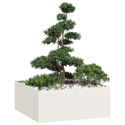 Jardinieră alb 100x100x40 cm oțel GartenMobel Dekor