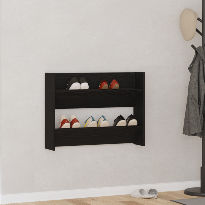 Dulap pentru Pantofi pe Perete - Stejar Negru, 80x18x60 cm, din lemn laminat. GartenMobel Dekor