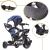 Tricicleta 3in1 105x52x94 cm, cu sezut rotativ 360°, roti fara aer, copertina reglabila, bleumarin Household NewTrend
