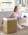 SONGMICS Cos rufe cu capac, ratan sintetic si sac detasabil, 90 L, 46x33x60 cm, natur Household NewTrend