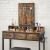 VASAGLE Masuta toaleta 90x40x141 cm, cu 3 sertare, oglinda tripla si taburet, lemn si otel, maro rustic si negru Household NewTrend