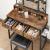 VASAGLE Masuta toaleta 90x40x141 cm, cu 3 sertare, oglinda tripla si taburet, lemn si otel, maro rustic si negru Household NewTrend