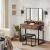 VASAGLE Masuta toaleta 90x40x141 cm, cu 3 sertare, oglinda tripla si taburet, lemn si otel, maro rustic si negru Household NewTrend