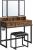 VASAGLE Masuta toaleta 90x40x141 cm, cu 3 sertare, oglinda tripla si taburet, lemn si otel, maro rustic si negru Household NewTrend