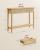 VASAGLE Consola hol 100x30x80 cm, 2 sertare, raft deschis, colturi rotunjite, stil boho, MDF si ratan PVC, bej stejar Household NewTrend