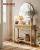 VASAGLE Consola hol 100x30x80 cm, 2 sertare, raft deschis, colturi rotunjite, stil boho, MDF si ratan PVC, bej stejar Household NewTrend