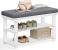 SONGMICS Banca pentru pantofi din bambus, 2 niveluri, cu perna, sarcina 150 kg, 71x29x49 cm, alb si gri Household NewTrend