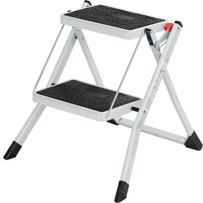 SONGMICS Scara pliabila cu 2 trepte, sarcina 150 kg, otel, 50x60x44 cm, alb si negru Household NewTrend