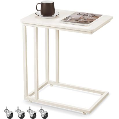VASAGLE Masuta de cafea, cu cadru de otel si roti, stil industrial, 35x50x60 cm, crem Household NewTrend