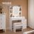 VASAGLE Masa de toaleta cu taburet si oglinda, iluminare LED reglabila, 6 sertare, 98x40x145 cm, alb Household NewTrend