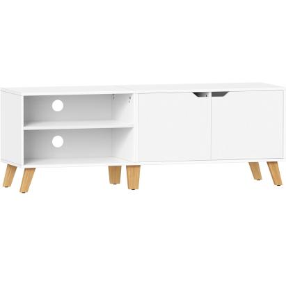 VASAGLE Comoda pentru TV de pana la 65 inch, cu 2 usi si raft reglabil, 40x140x50 cm, alb Household NewTrend