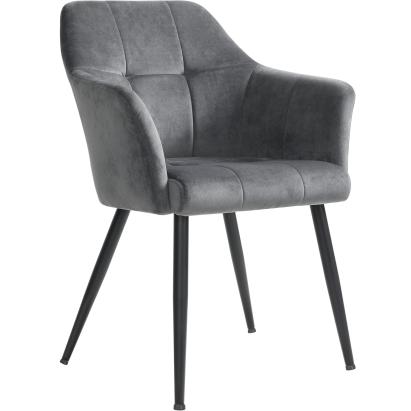 SONGMICS Scaun living tapitat din catifea cu cotiere, sarcina 110 kg, 61x60x87 cm, gri Household NewTrend