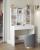 VASAGLE Masa de toaleta cu oglinda, iluminare LED reglabila, 2 sertare, 90x40x145cm, alb Household NewTrend