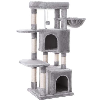FEANDREA Ansamblu de joaca pisici, tip copac, 2 culcusuri, 2 ascunzatoare, 49x45x120 cm, gri Household NewTrend
